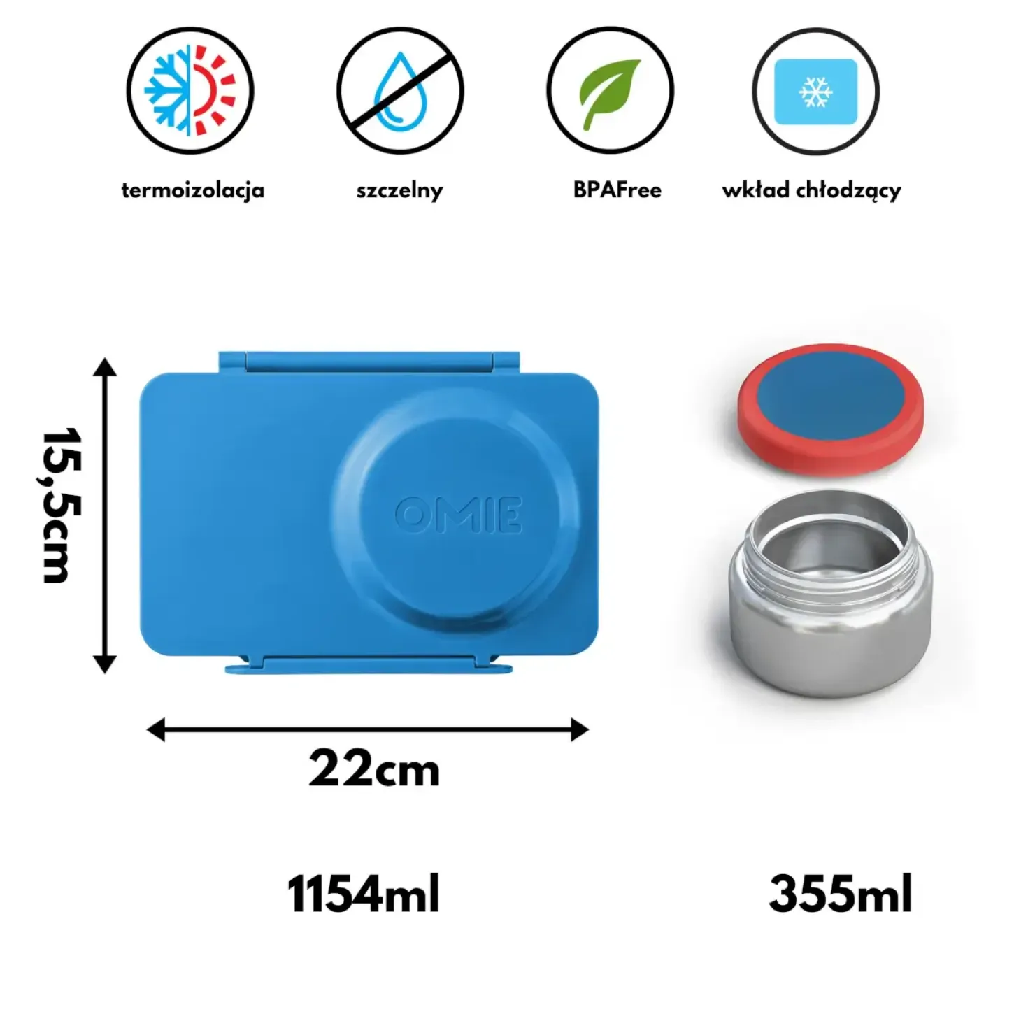 OMIEBOX UP lunch box z termosem, Cosmic Blue