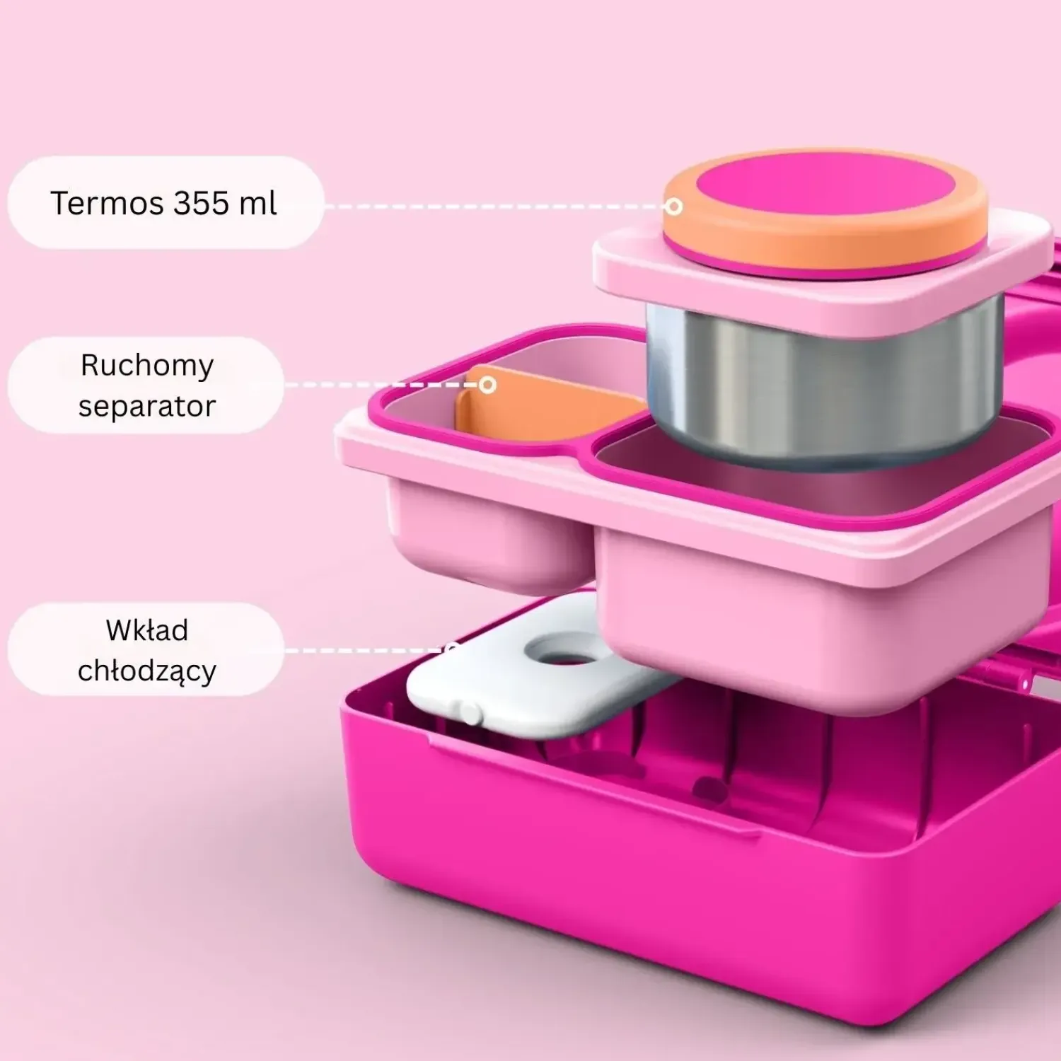 Lunchboxy|Przechowywanie Jedzenia | OMIE BOX UP lunch box z termosem, Pop Pink