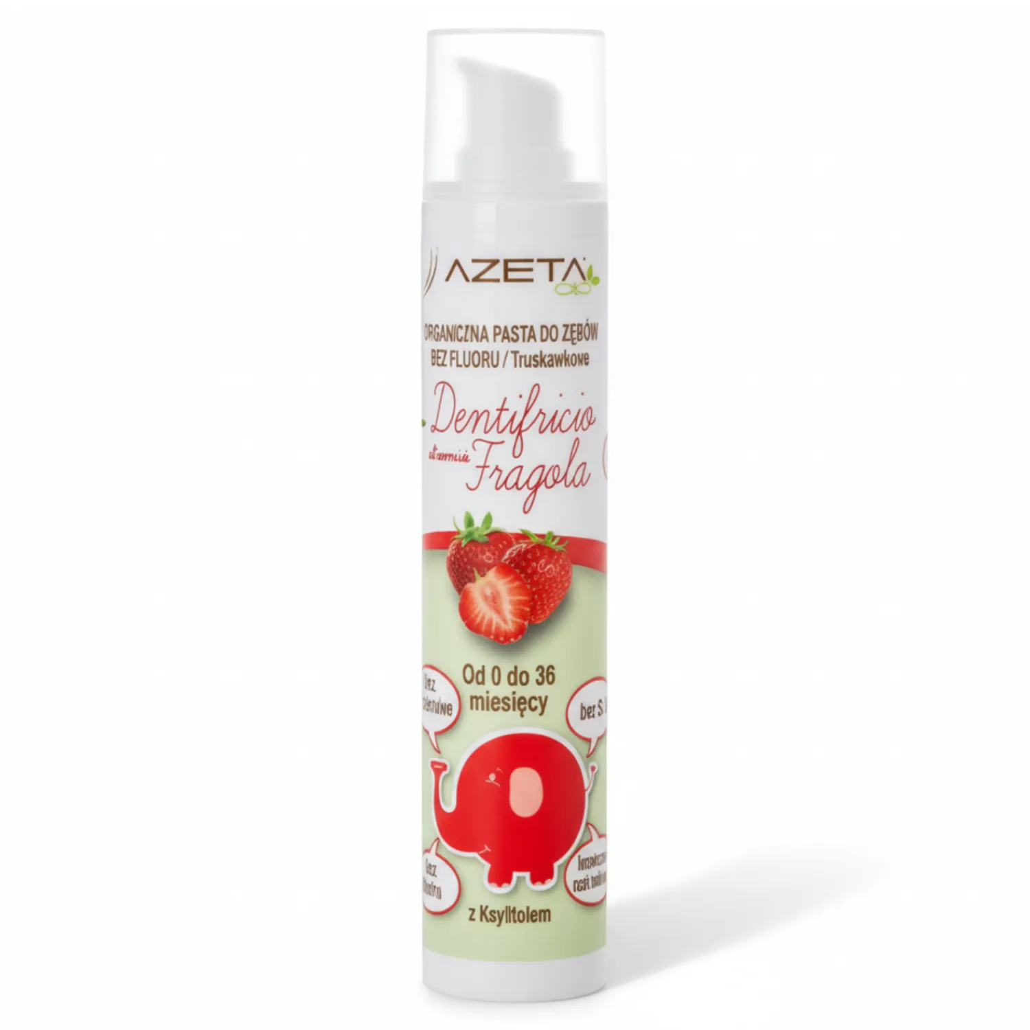 Naturalne Kosmetyki|Pielęgnacja Zębów | Azeta Bio Organiczna pasta do zębów bez fluoru z ksylitolem i aloesem dla dzieci 0-3 lata truskawkowa, 50 ml