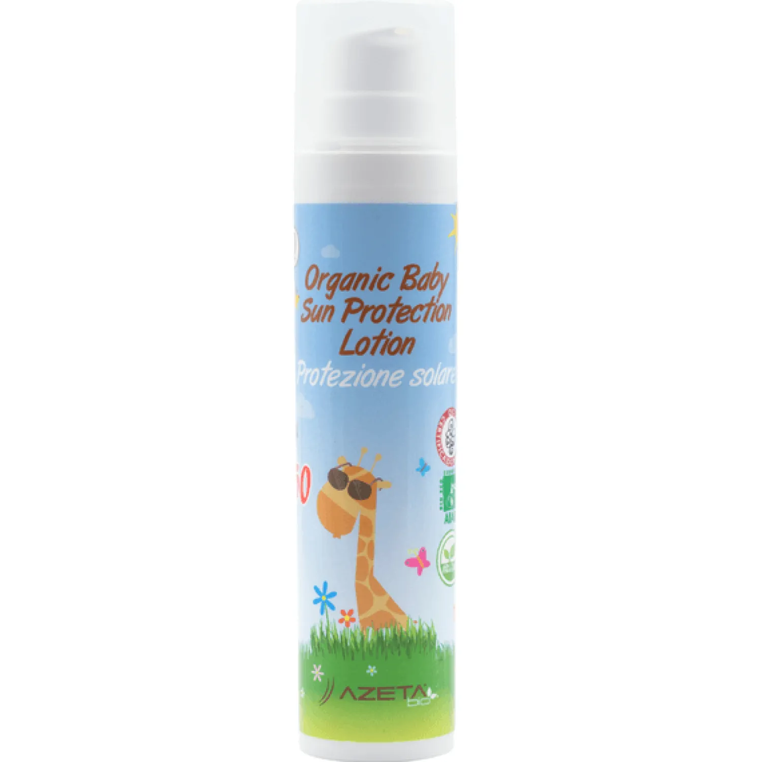 Naturalne Kosmetyki|Bezpieczne Filtry | Azeta Bio Organiczne mleczko ochronne na słońce z filtrami mineralnymi i SPF 50+ dla dzieci od 0m+