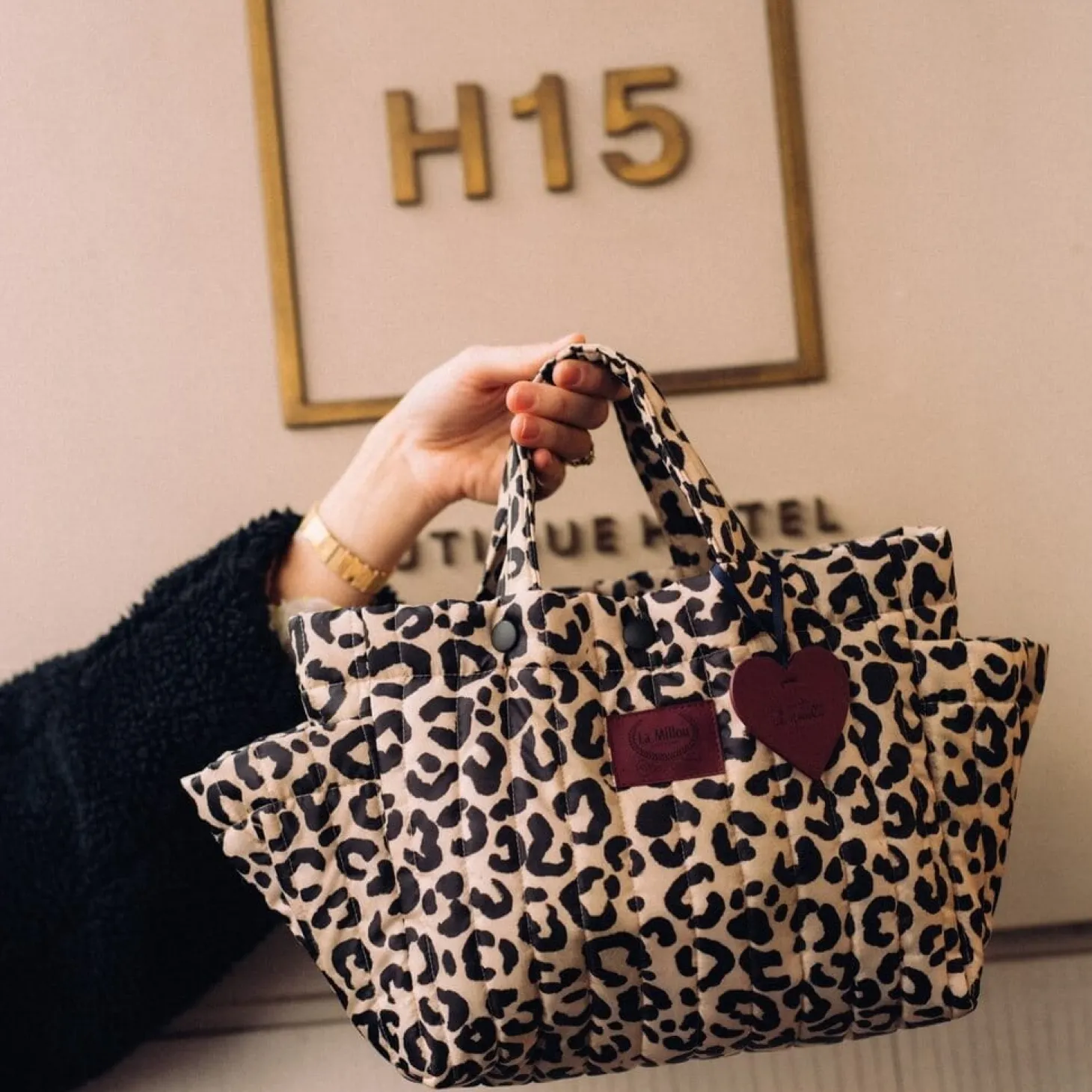 Organizer do wózka ortalion pikowany LEOPARD CREAM by Magdalena Lamparska