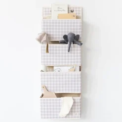 Organizer na drzwi wiszący Gingham Beige