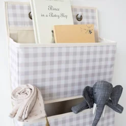 Organizer na drzwi wiszący Gingham Beige