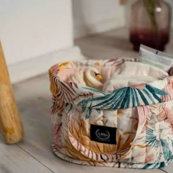 Organizer na pieluchy pikowany - Boho Palms Light - powder pink