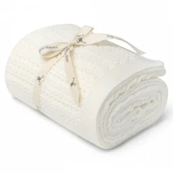 Otulacz ze 100% wełny merino cream Leaves - premium collection
