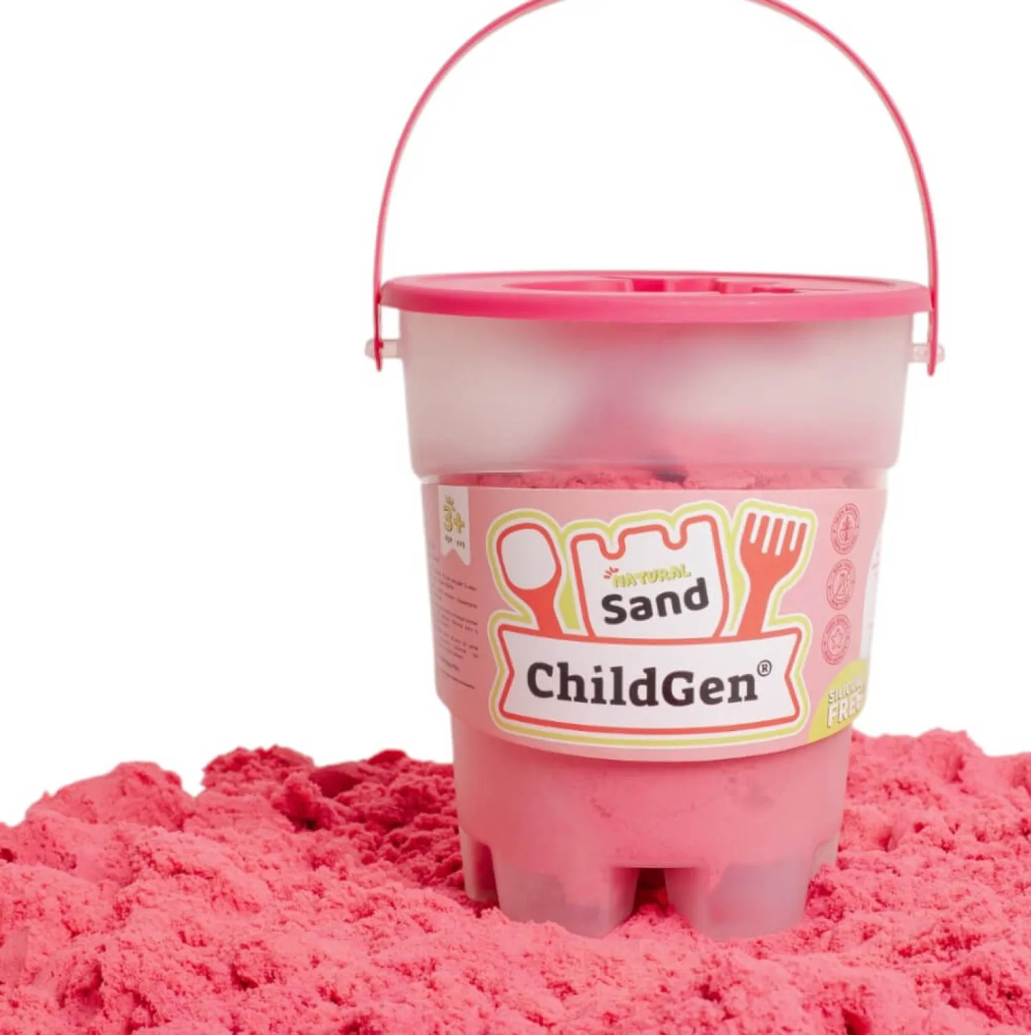 6 Lat+|3 Lata + | ChildGen Piasek kinetyczny z foremką, 100% naturalny RÓŻOWY, 500g