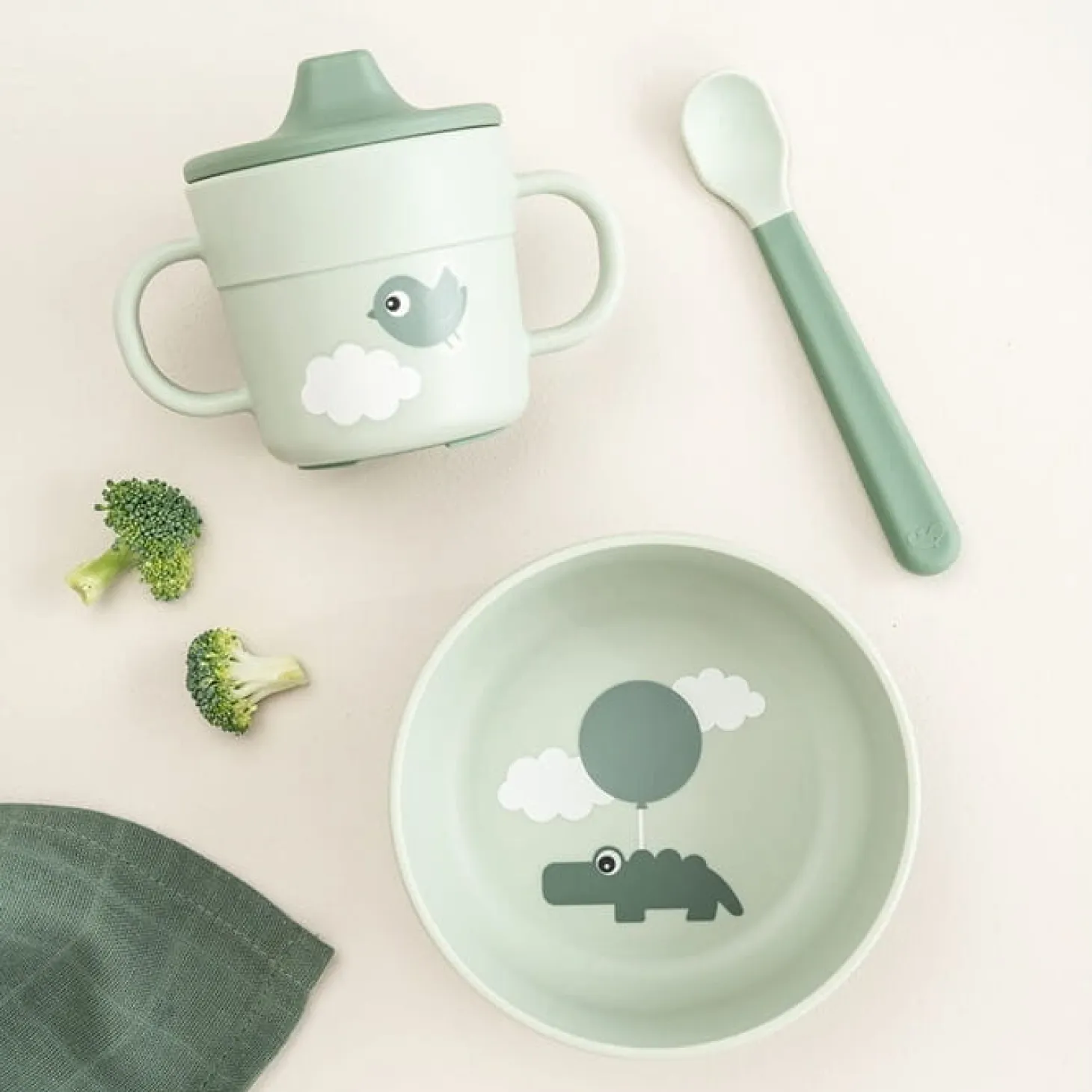 Pierwszy Zestaw Obiadowy Foodie Happy Clouds Green