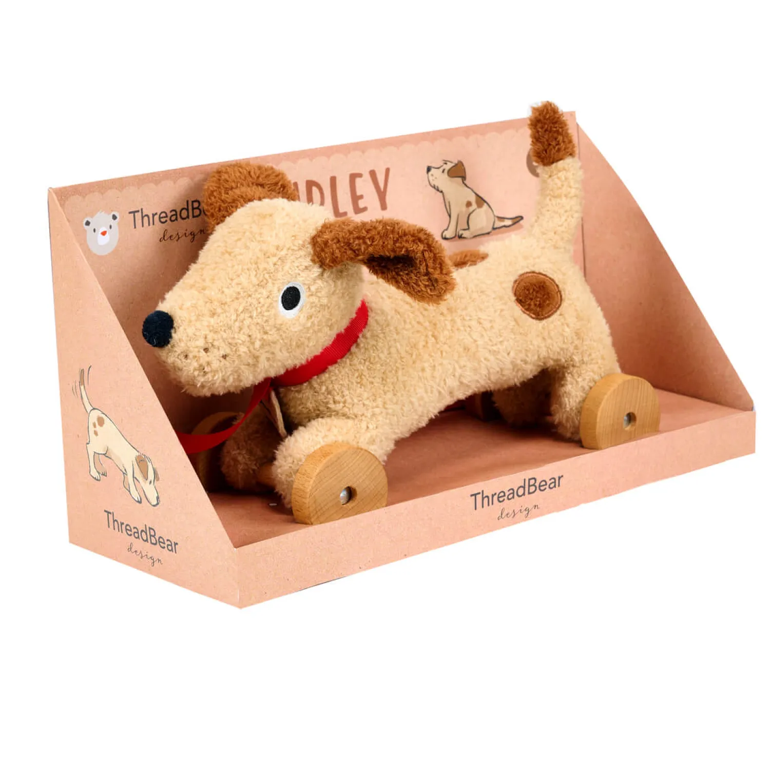 2 Lata +|Aktywizujące | ThreadBear Design Piesek na kółkach do ciągnięcia - Dudley