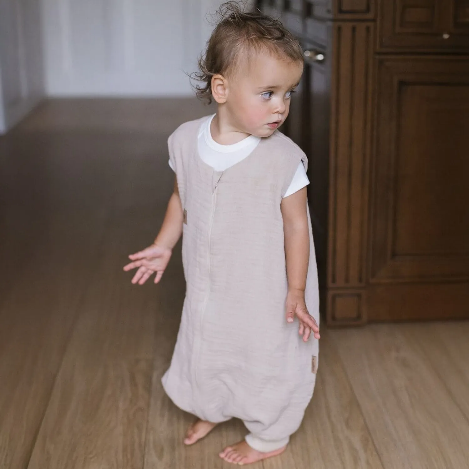 Śpiworki Do Spania|Śpiworki Do Spania | Zaffiro Śpiworek do spania muślinowy z nogawkami 0,5 TOG Malaga - Beige