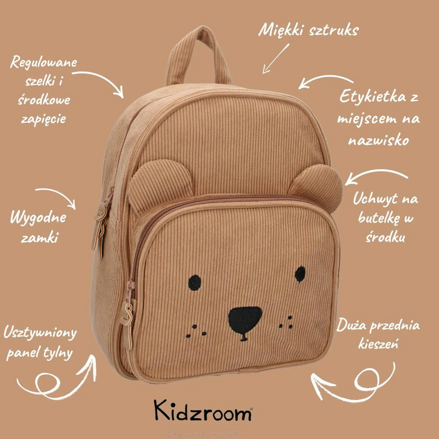 Plecaki I Torebki Dziecięce|Plecaki I Torebki Dziecięce | KIDZROOM Plecak dla dzieci Beary Excited Brown