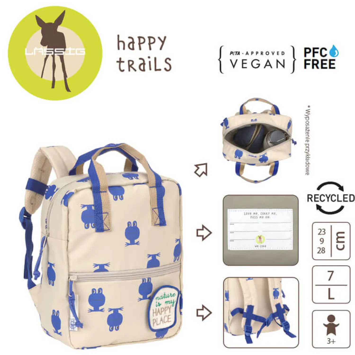 Plecaki I Torebki Dziecięce|Plecaki I Torebki Dziecięce | Lassig Plecak mini kwadratowy Happy Trails Frog