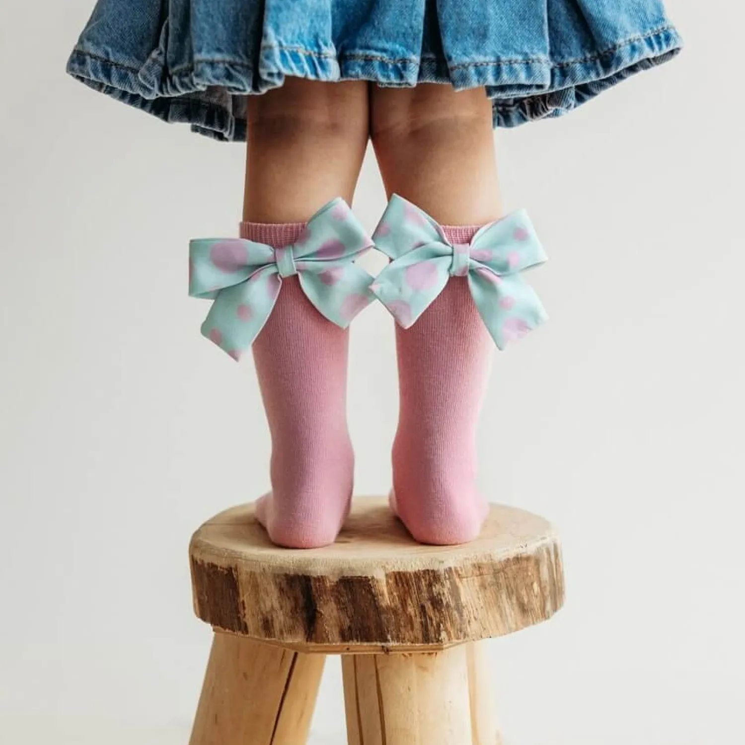Małe Stópki | Mama's Feet Podkolanówki z kokardką Mon Cheri - Różowe
