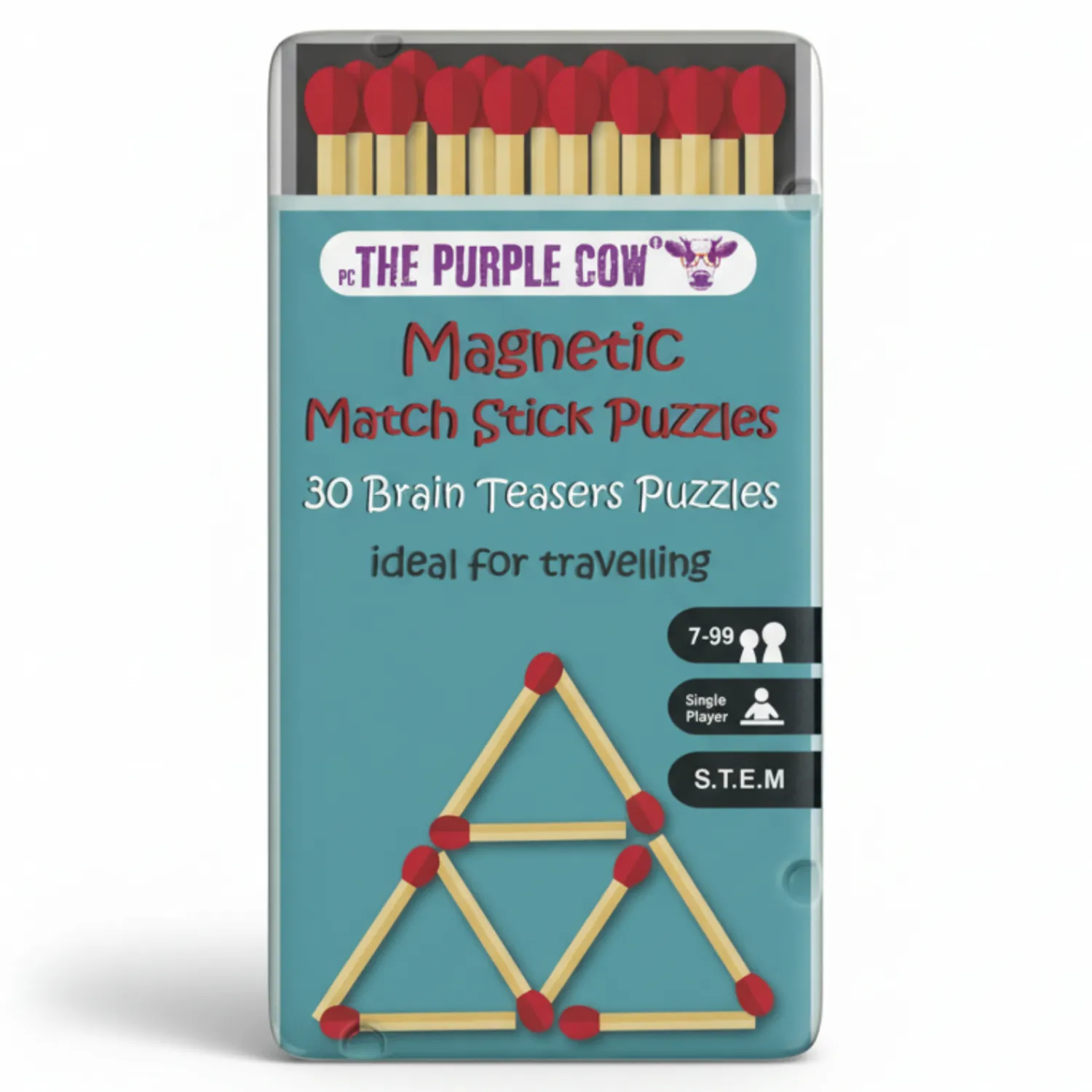 Idealne W Podróży|8 Lat+ | The Purple Cow Podróżna gra magnetyczna - Gra w zapałki