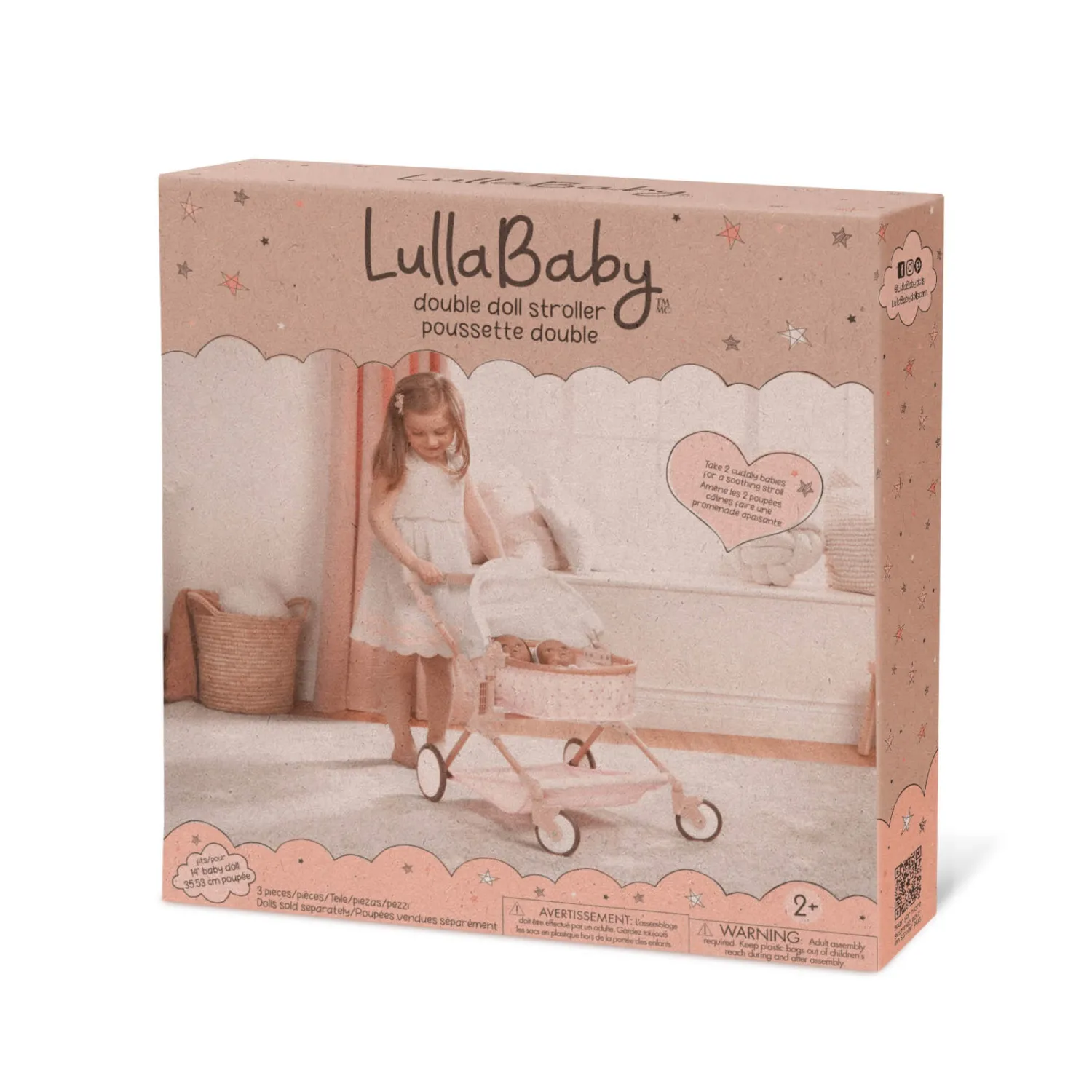 6 Lat+|4 Lata + | LullaBaby Podwójny głęboki WÓZEK dla lalek