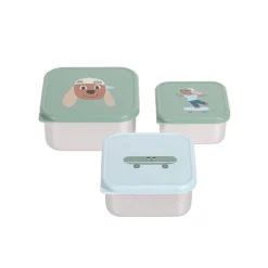 Pojemnik na przekąski snackbox ze stali nierdzewnej 3 szt. Tiny Team Piesek