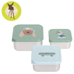 Pojemnik na przekąski snackbox ze stali nierdzewnej 3 szt. Tiny Team Piesek