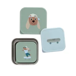 Pojemnik na przekąski snackbox ze stali nierdzewnej 3 szt. Tiny Team Piesek