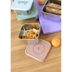 Lunchboxy|Przechowywanie Jedzenia | Lassig Pojemnik na przekąski snackbox ze stali nierdzewnej 3 szt. Tiny Team Kotek