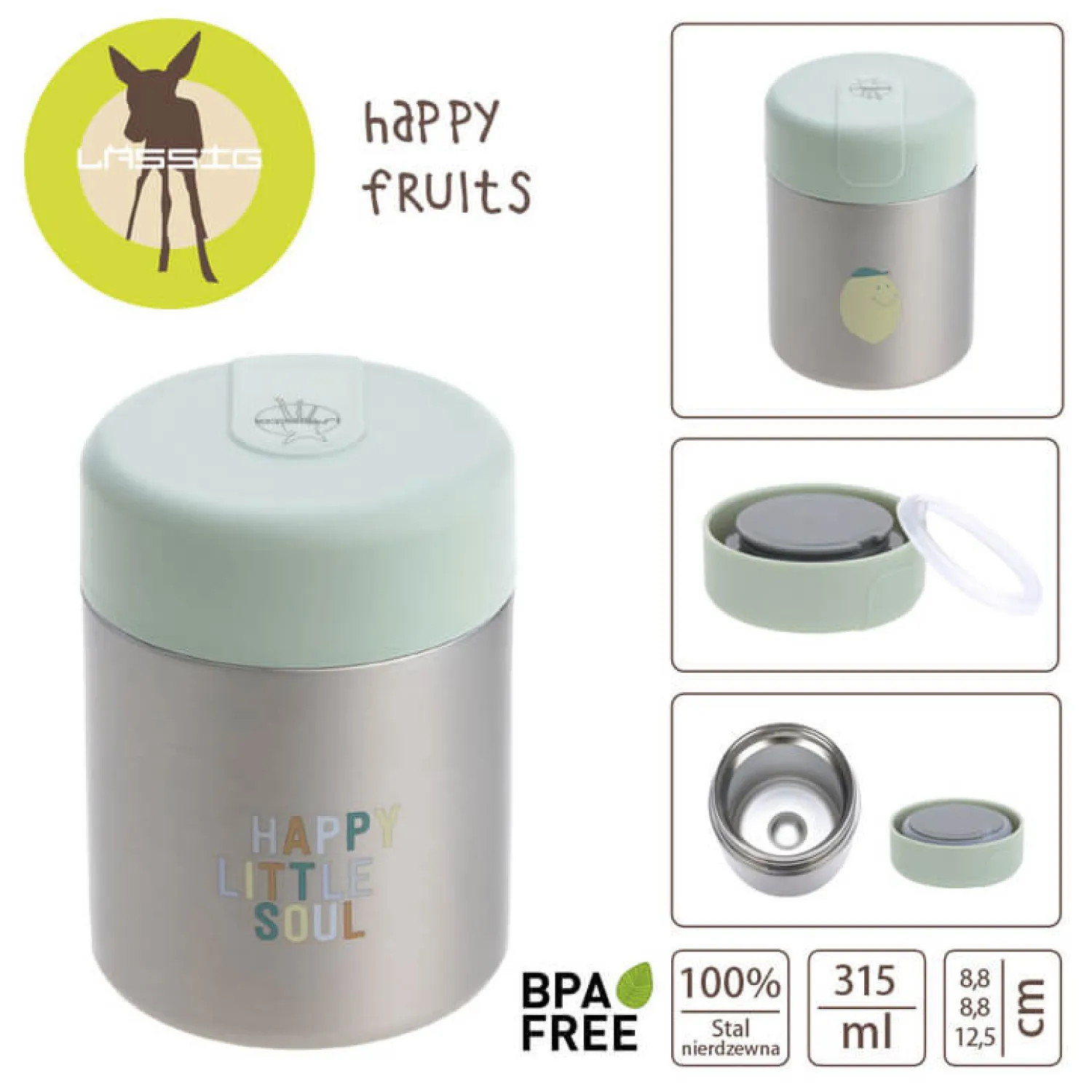 Lunchboxy|Przechowywanie Jedzenia | Lassig Pojemnik - termos obiadowy 315 ml Happy Fruits Lemon