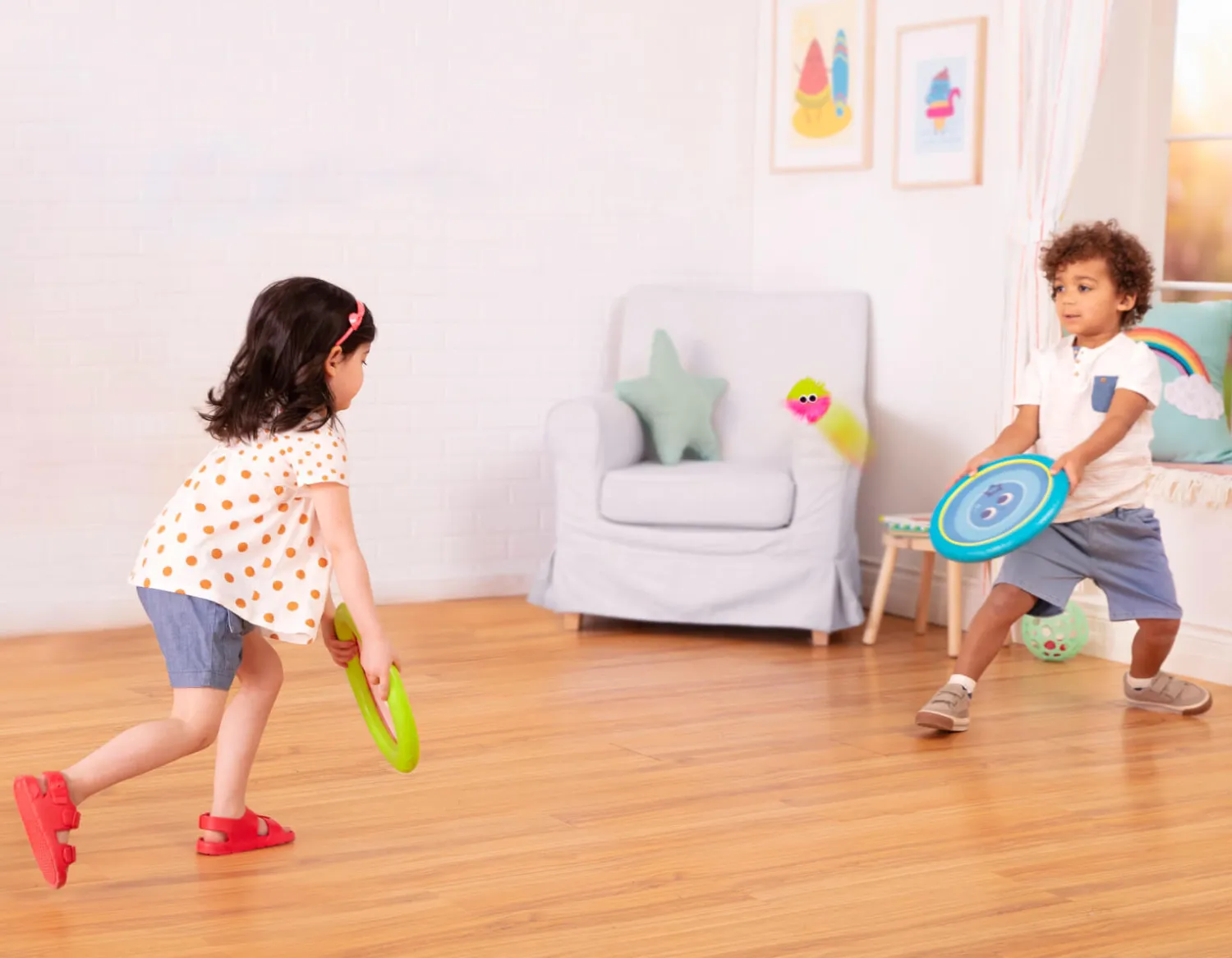 8 Lat+|Aktywizujące | B.Toys Poppin’ Paddles – gra zręcznościowa – sprężyste dyski z kudłatymi piłeczkami