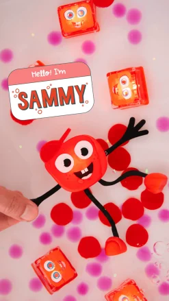 Zabawki Do Kąpieli|8 Lat+ | Glo Pals Postać do kąpieli Sammy - zestaw z dwiema kostkami sensorycznymi świecącymi w wodzie