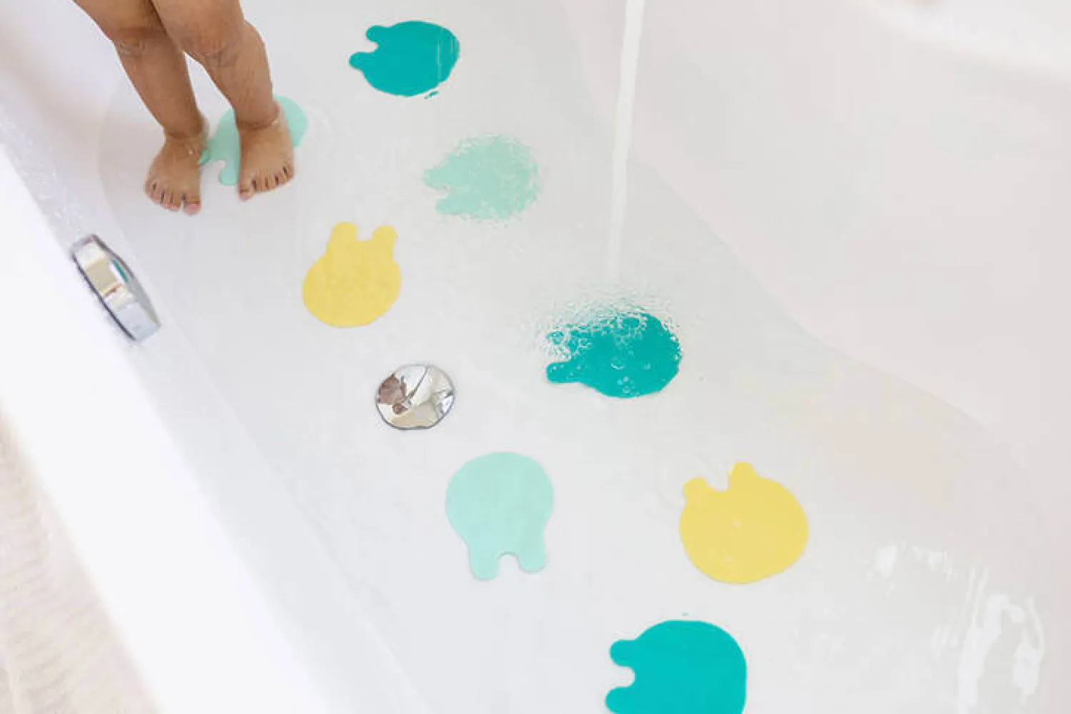 Zabawki Do Kąpieli|Akcesoria Łazienkowe | QUUT Przyssawki antypoślizgowe do wanny meduzy Grippi Jellyfish - Minty yellow