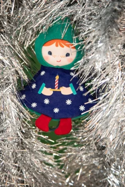 2 Lata +|Świąteczne | Lilliputiens Przytulanka bombka dwustronna elf - choinka niebieska