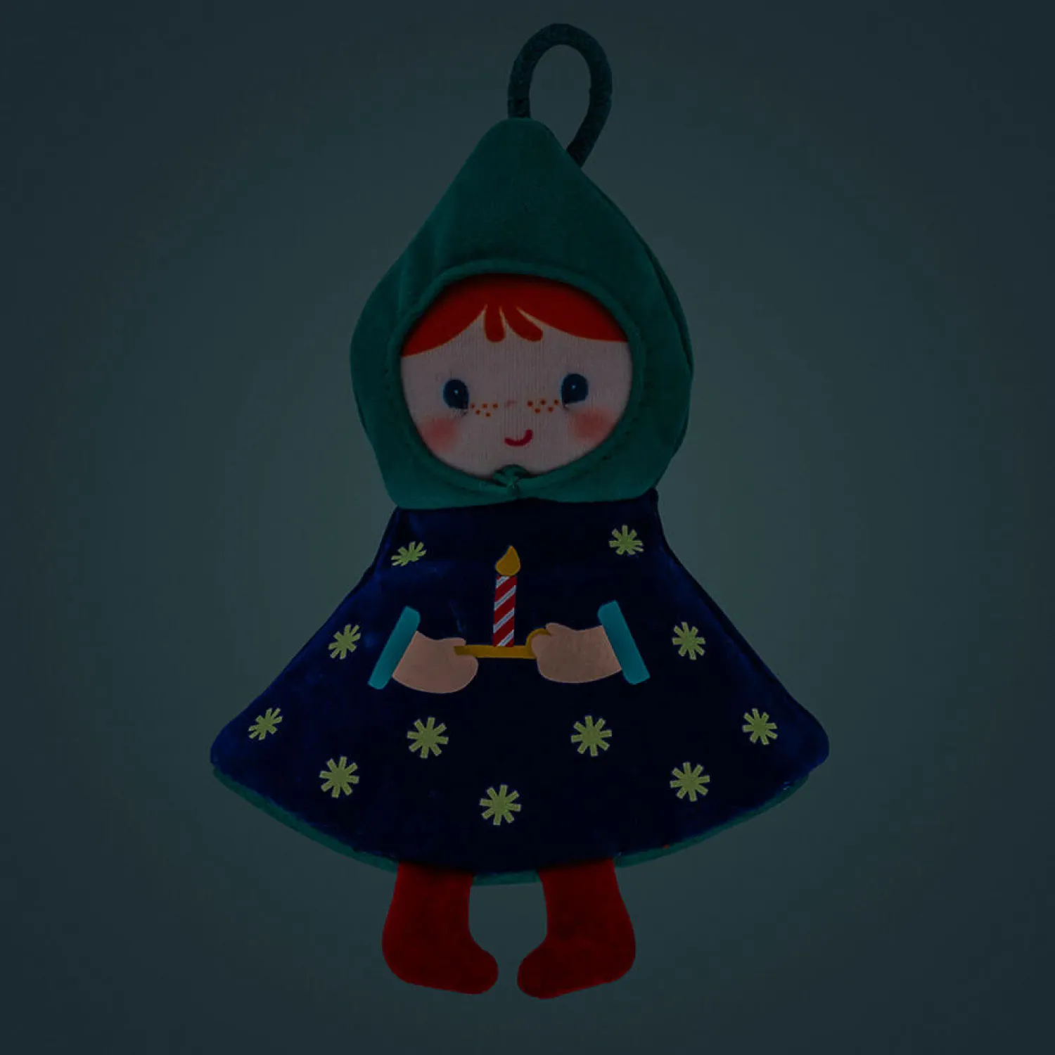 2 Lata +|Świąteczne | Lilliputiens Przytulanka bombka dwustronna elf - choinka niebieska