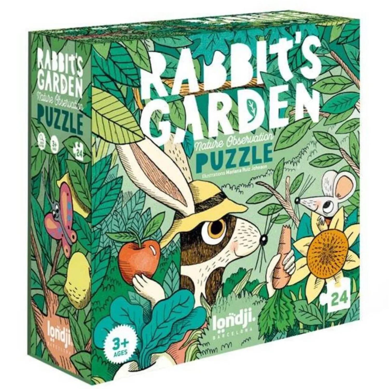4 Lata +|Puzzle | Londji Puzzle dla dzieci Ogród Króliczków