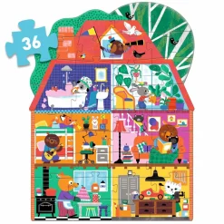 4 Lata +|Puzzle | Djeco Puzzle gigant DOMEK MAŁYCH PRZYJACIÓŁ