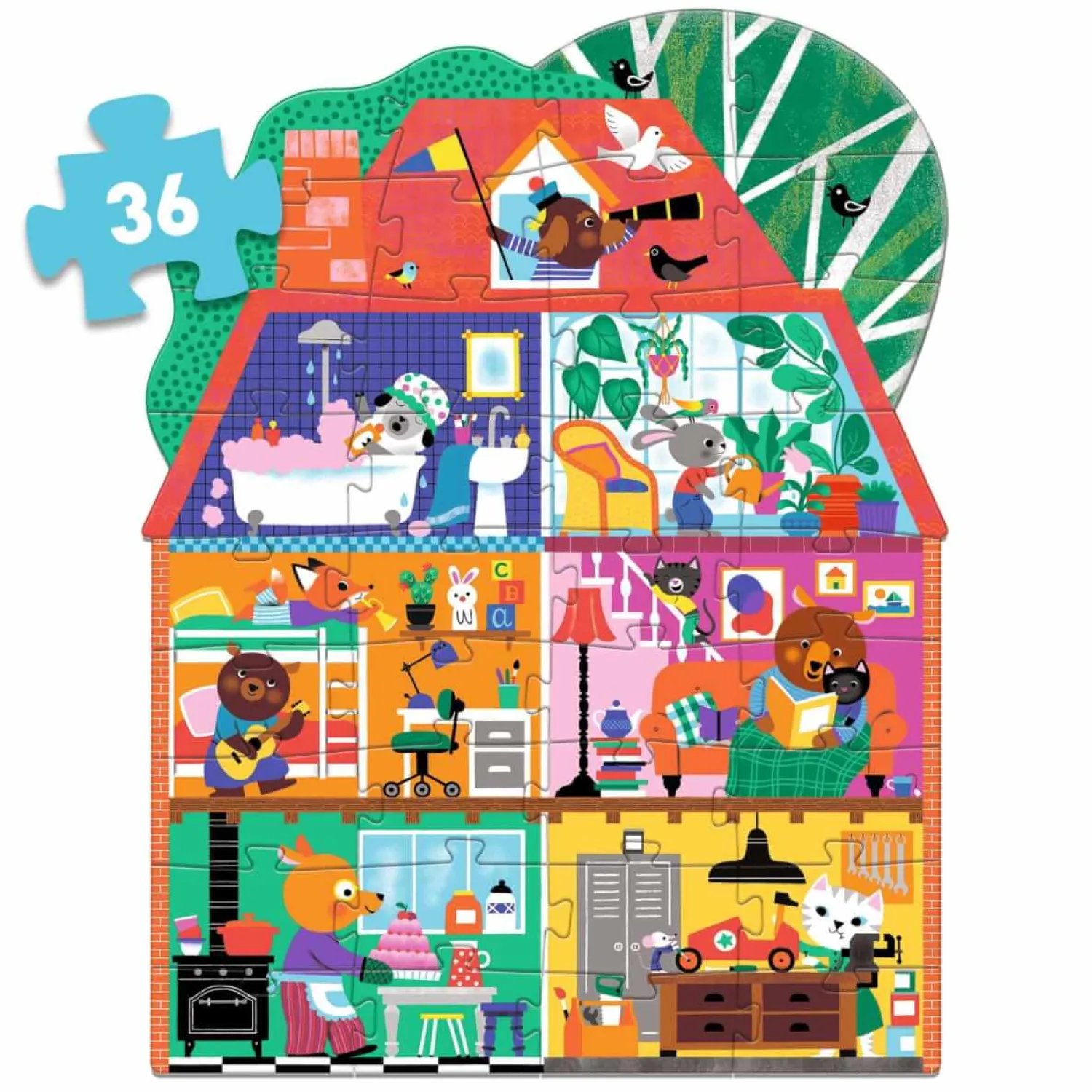 4 Lata +|Puzzle | Djeco Puzzle gigant DOMEK MAŁYCH PRZYJACIÓŁ