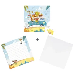 4 Lata +|3 Lata + | Janod Puzzle i kartka okolicznościowa 2w1 Road trip 3+