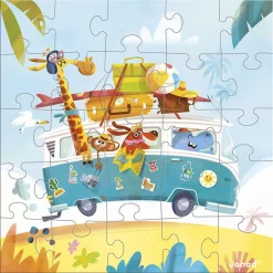 4 Lata +|3 Lata + | Janod Puzzle i kartka okolicznościowa 2w1 Road trip 3+