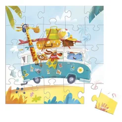 4 Lata +|3 Lata + | Janod Puzzle i kartka okolicznościowa 2w1 Road trip 3+