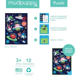Puzzle | Mudpuppy Puzzle-kartka z życzeniami Kosmos 12el. 3+