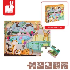 3 Lata +|4 Lata + | Janod Puzzle sensoryczne 20 elementów Wycieczka do zoo