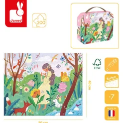 8 Lat+|6 Lat+ | Janod Puzzle w walizce Matka natura 200 elementów