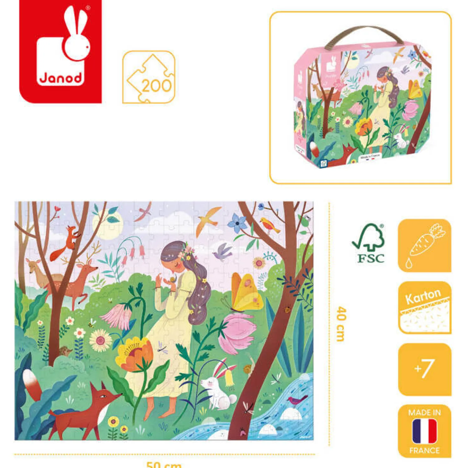 8 Lat+|6 Lat+ | Janod Puzzle w walizce Matka natura 200 elementów