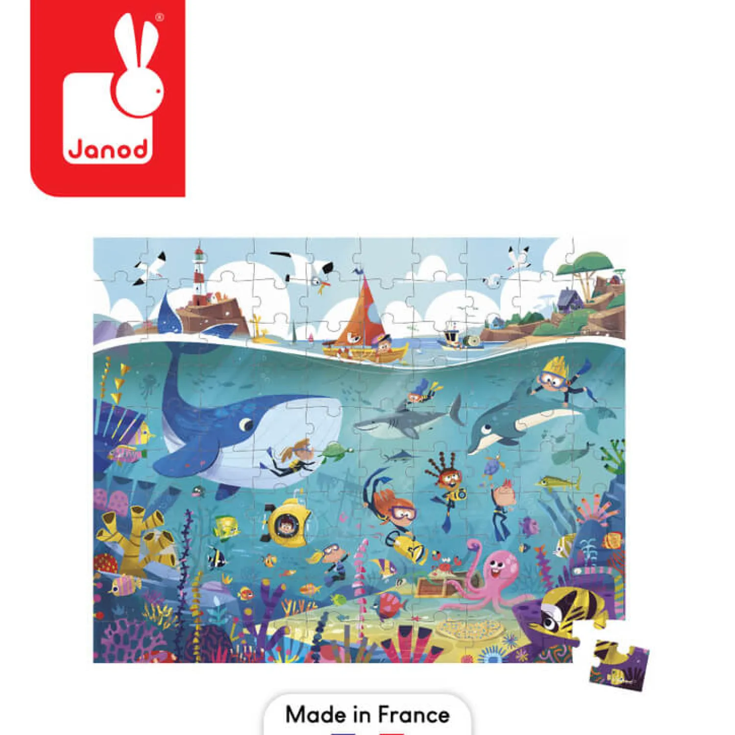8 Lat+|6 Lat+ | Janod Puzzle w walizce Podwodny świat 100 elementów 6+
