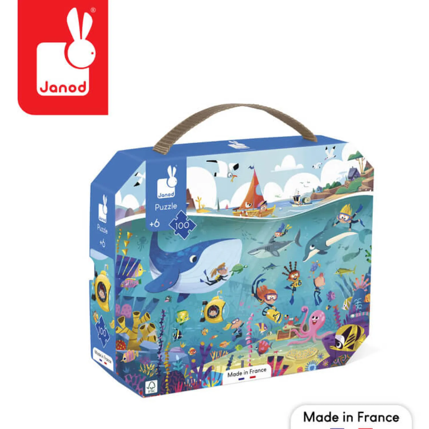 8 Lat+|6 Lat+ | Janod Puzzle w walizce Podwodny świat 100 elementów 6+