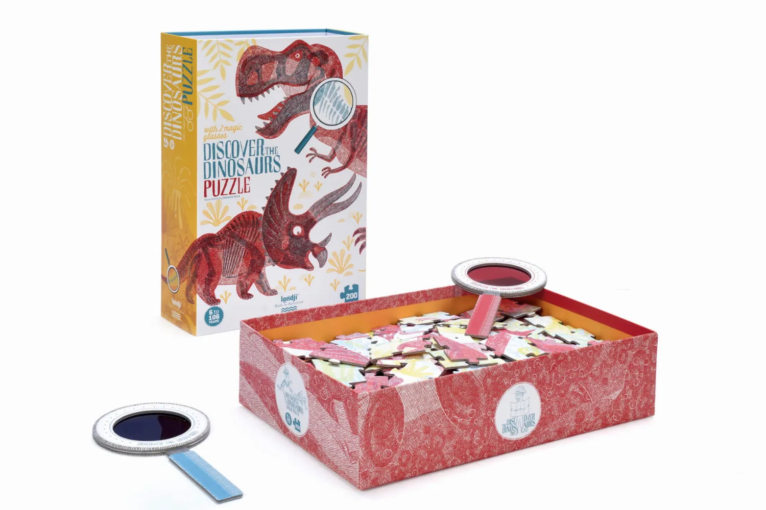 8 Lat+|6 Lat+ | Londji Puzzle z grą obserwacyjną Odkryj Dinozaury