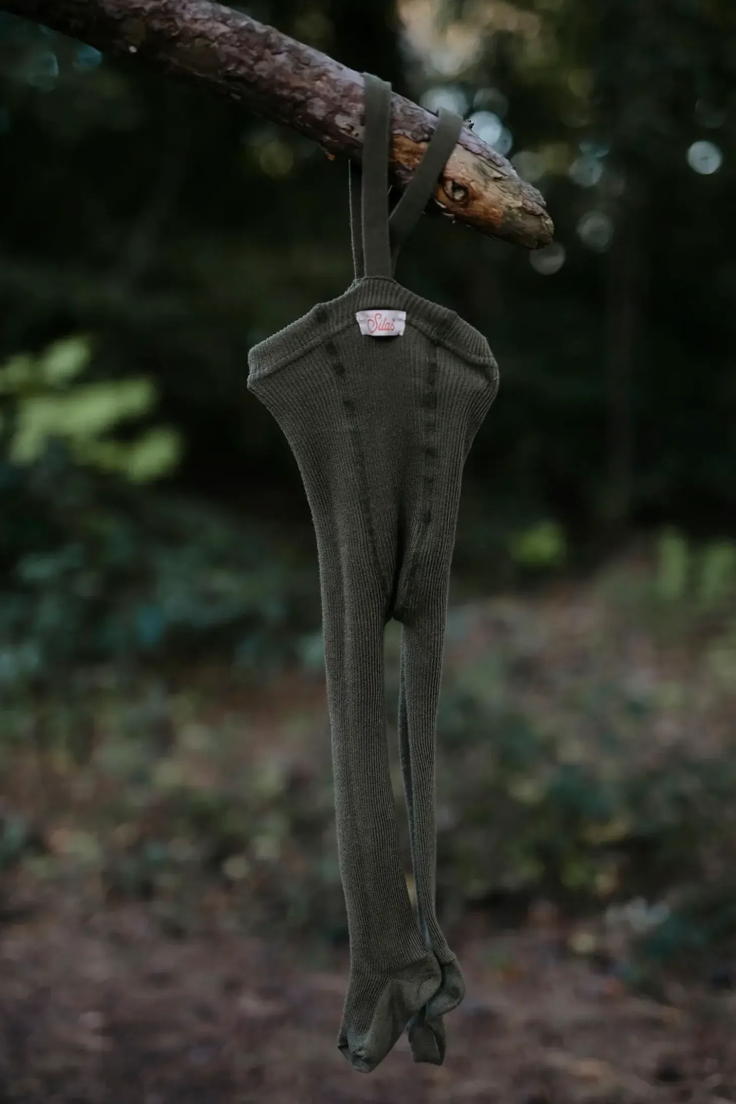 Rajstopki bawełniane ze stopkami Footed - Olive