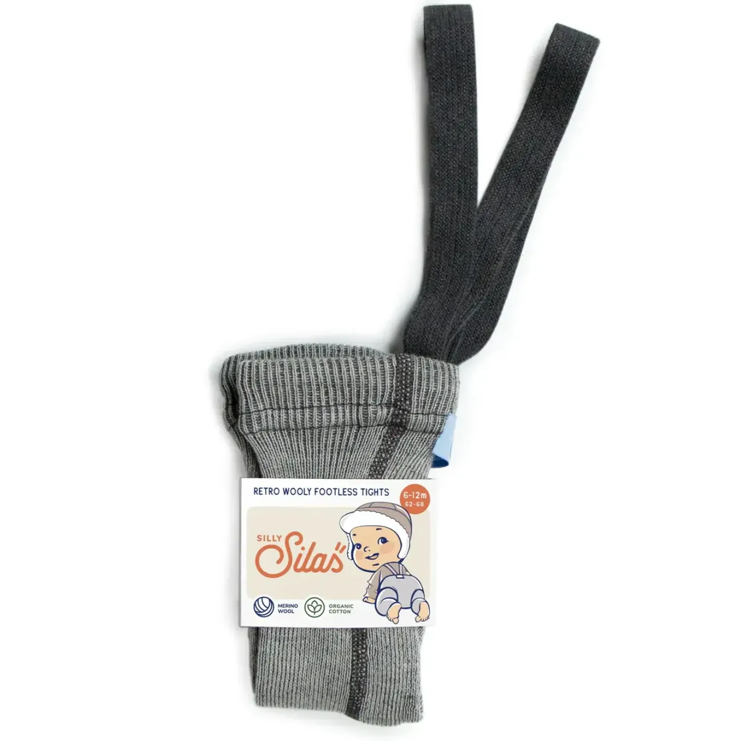 Małe Stópki | Silly Silas Rajstopki wełniane bez stópek Footless - Granite Grey