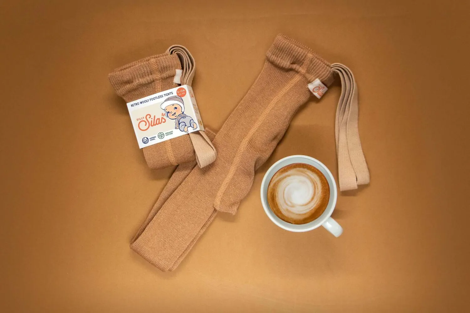 Małe Stópki | Silly Silas Rajstopki wełniane bez stópek Footless - Cappuccino Brown