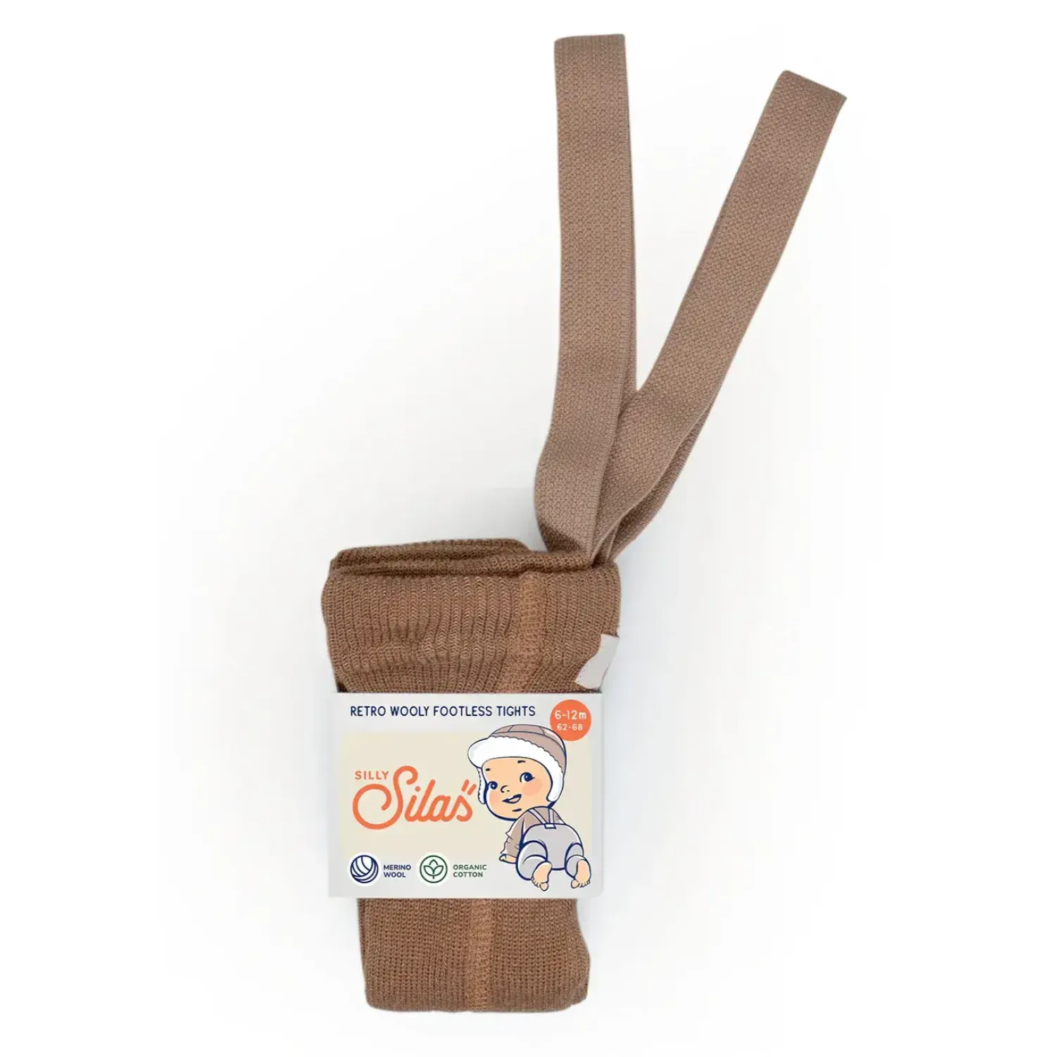 Małe Stópki | Silly Silas Rajstopki wełniane bez stópek Footless - Cappuccino Brown