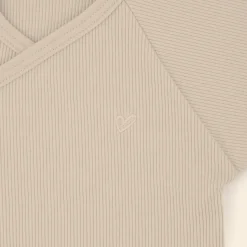 Rampers niemowlęcy z prążkowanej dzianiny z regulacją - Light Beige