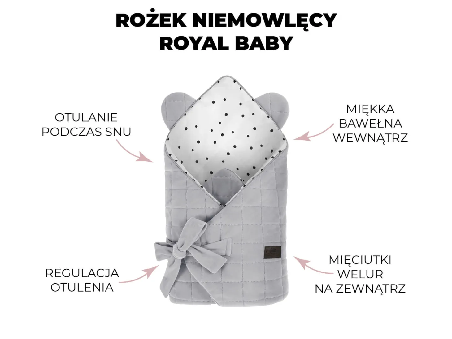 Rożek niemowlęcy Royal Baby Grey-Grey