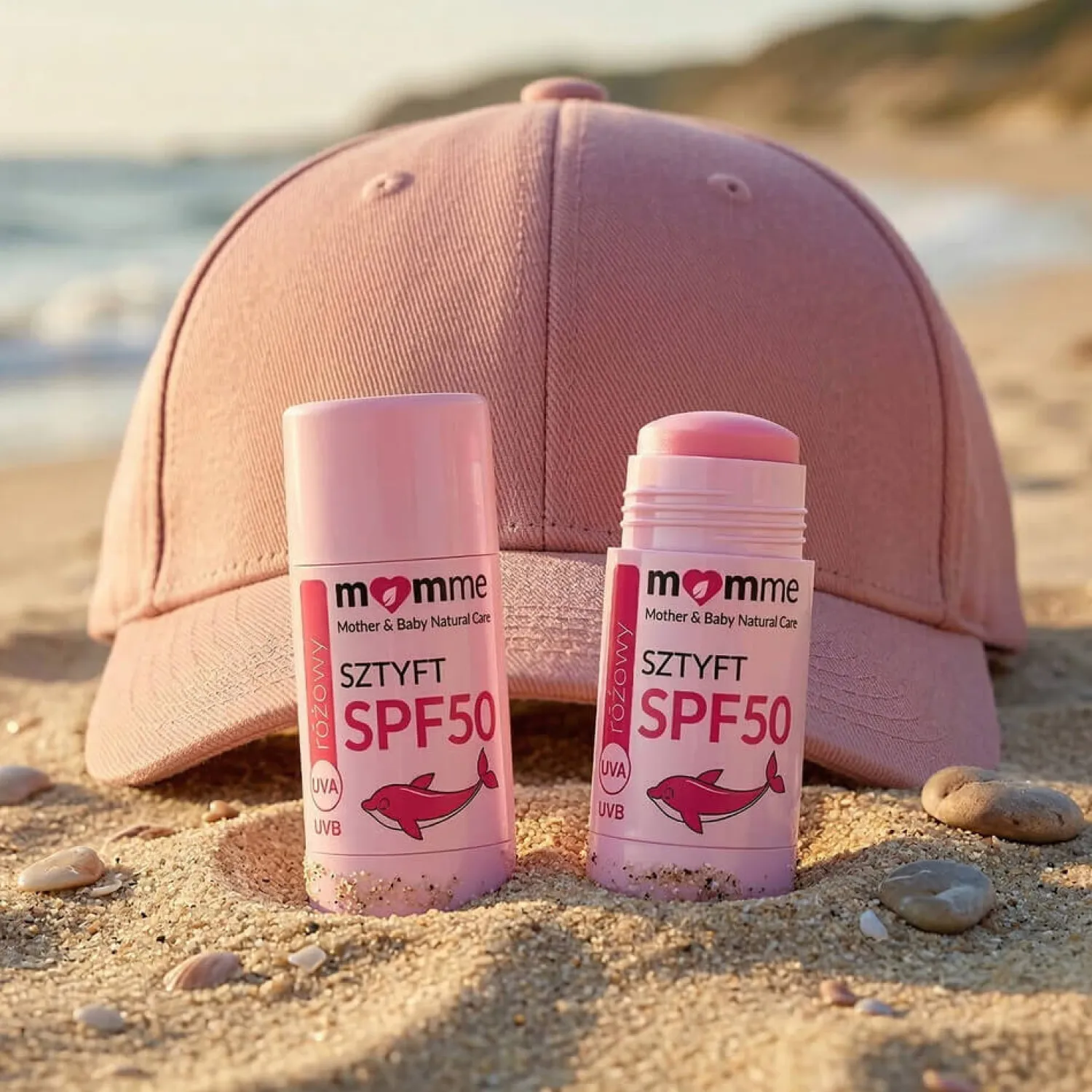 Naturalne Kosmetyki|Naturalne Kosmetyki | MomMe Różowy sztyft przeciwsłoneczny SPF 50, 10g