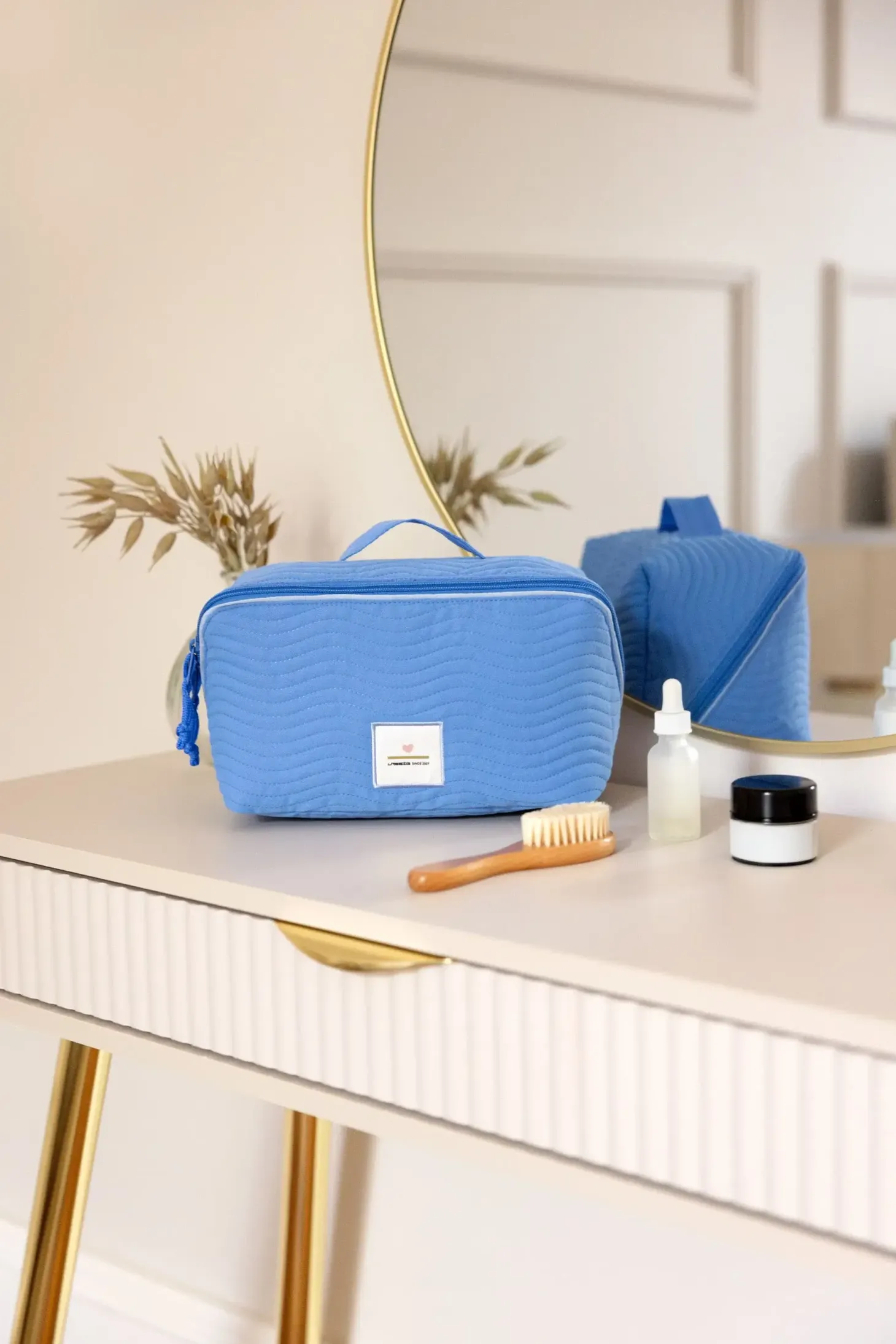 Rozkładana kosmetyczka podróżna organizer - Flex Blue