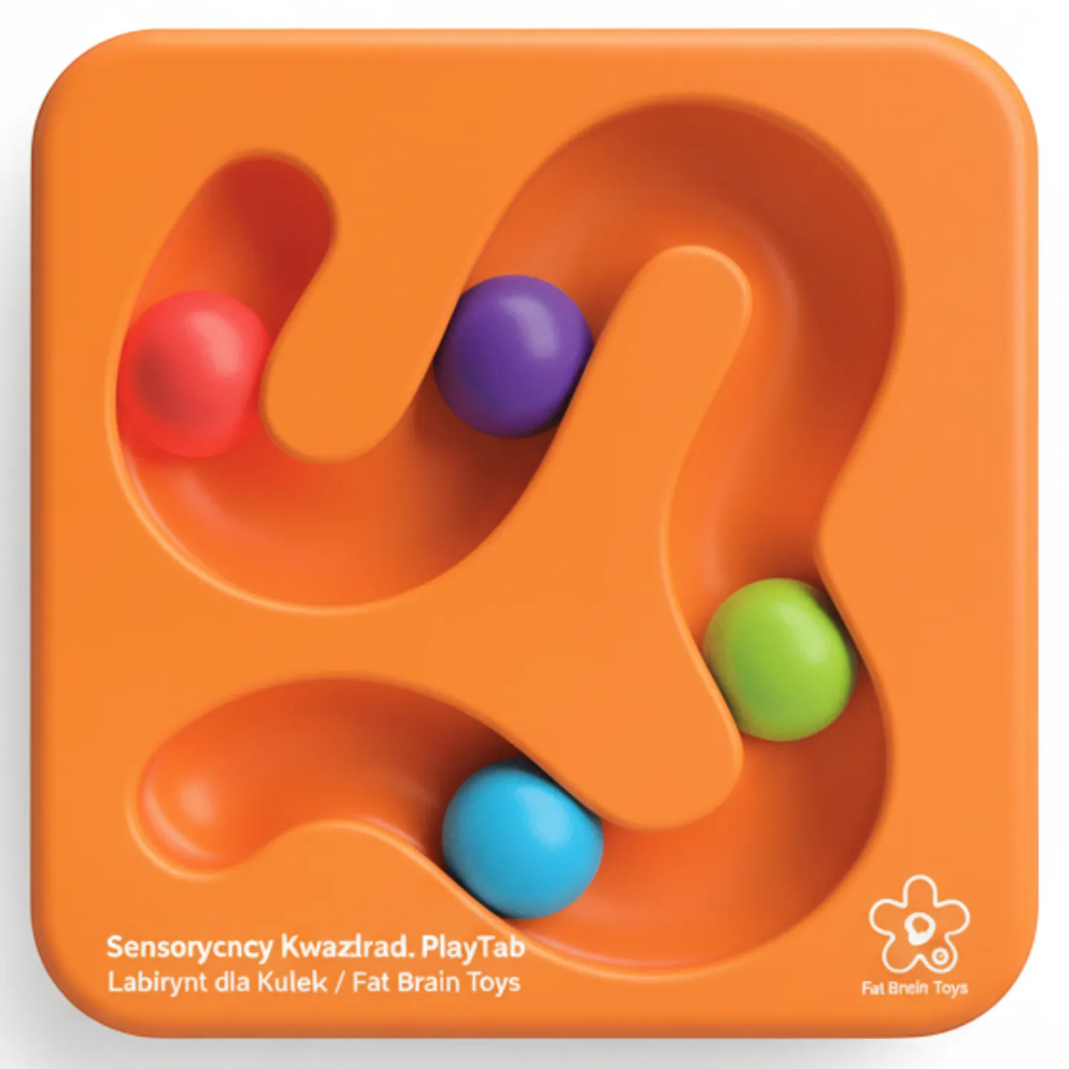 Idealne W Podróży|12M+ | Fat Brain Toys Sensoryczny Kwadrat. PlayTab. Labirynt dla Kulek